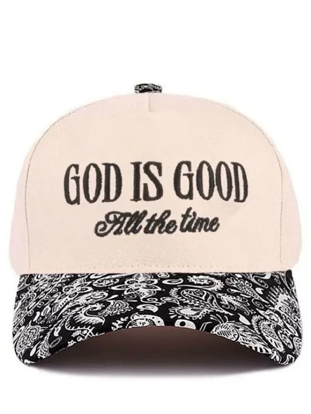 “God is Good” Embroidered Paisley Print Baseball Cap | Faith Trucker Hat NWT